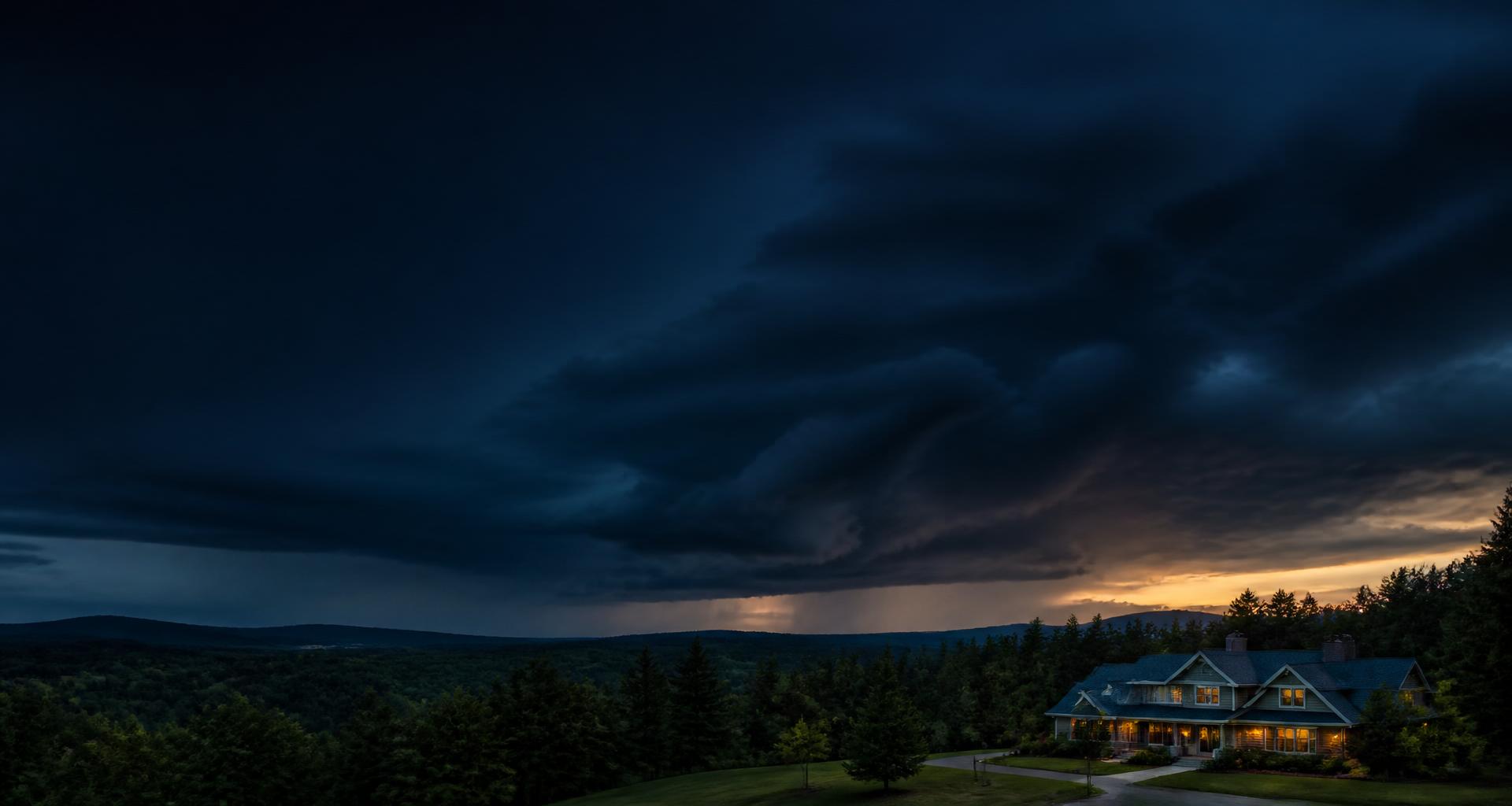 Severe thunderstorm and tornado approaching a Georgia home